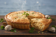 Clam pie ready to heat and eat