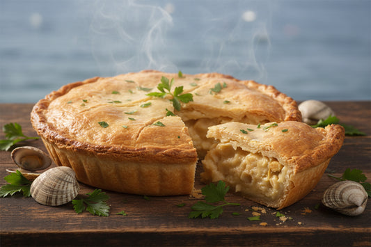 Clam pie ready to heat and eat