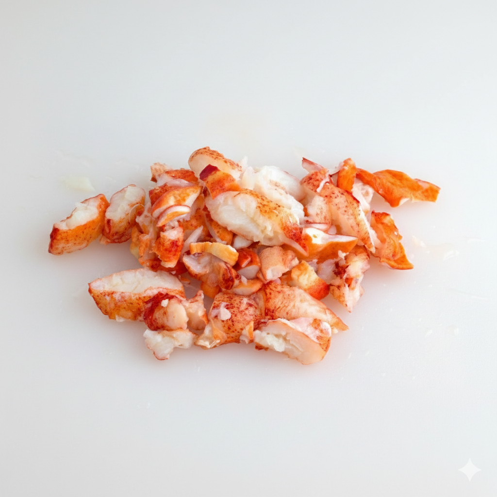 fresh lobster meat chopped up