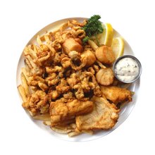 fried seafood platter at a restaurant