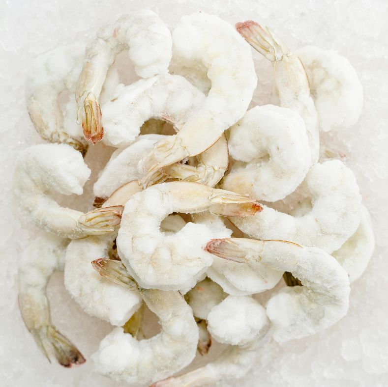 Raw peeled and deveined shrimp, sold by count per pound