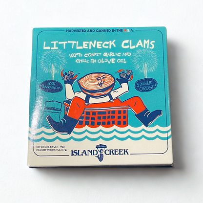 gourmet canned clams in oil island creek