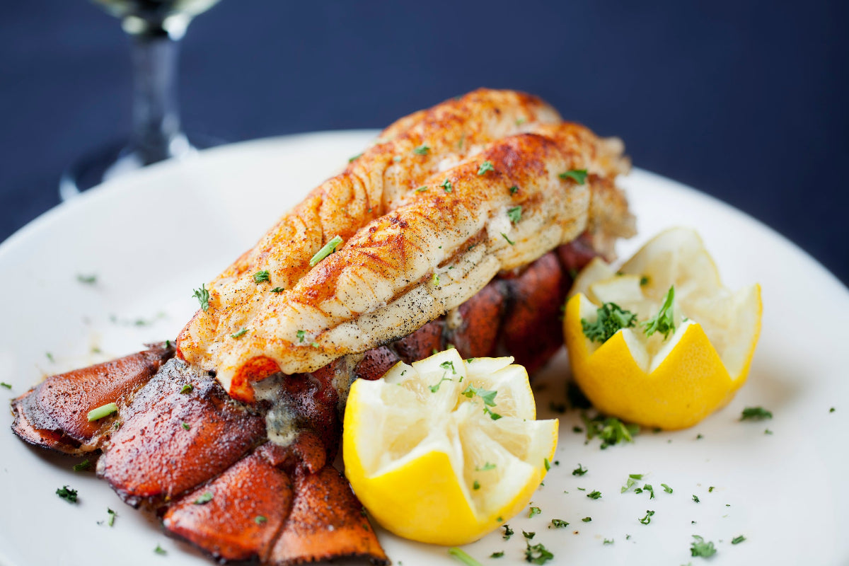 A raw North Atlantic lobster tail from Intershell Seafood