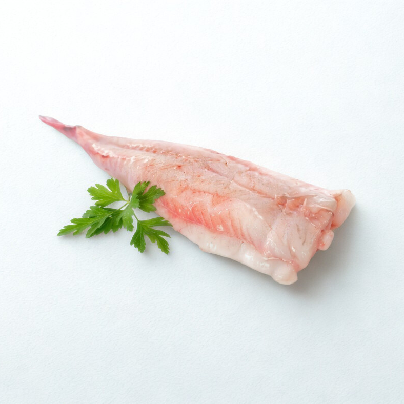 Filetes de rape cortados en medallones listos para sellar en la sartén